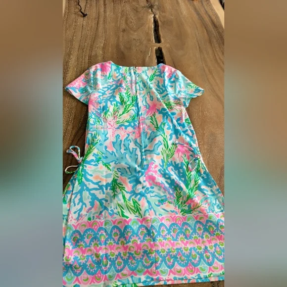 Lilly Pulitzer Pink and Blue Patterned Fabric - Picture 2 of 3